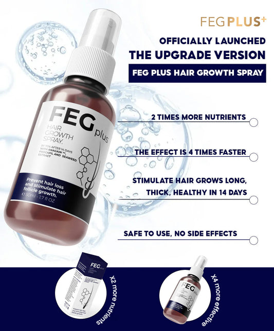 🌿 FEG Plus Hair Growth Spray 💧 | 🌟 Anti-Hair Loss Treatment for Men & Women 🧑‍🦱👩‍🦰 | ⚡ Boosts Regrowth & Thickens Hair 💪 | Minoxidil + Herbal Extracts 🌱 | 50ml Bottle